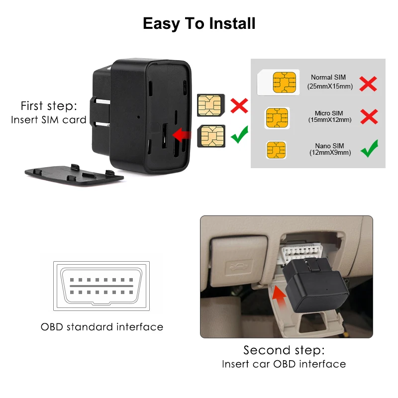 Автомобильный GPS трекер TKSTAR с OBD разъемом Мини GSM локатор устройство отслеживания