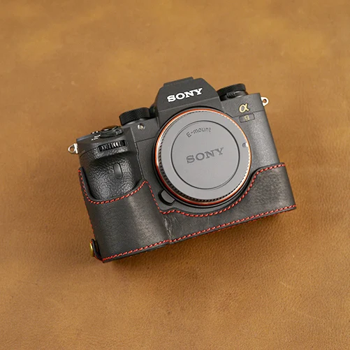 AYdgcam из брендовой натуральной кожи; Камера чехол для sony A9 A7R III A7R Mark III Камера сумка ручной работы Половина крышка ручка Винтаж чехол - Цвет: Светло-желтый