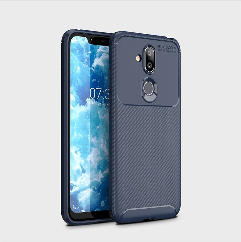Blue Сверхпрочный ударопрочный чехол для Nokia X5 X6 X7 3,1 5,1 6,1 Plus 2,1 8,1 7,1 9 pureview из углеродного волокна, мягкий ТПУ защитный чехол для телефона - Цвет: Blue