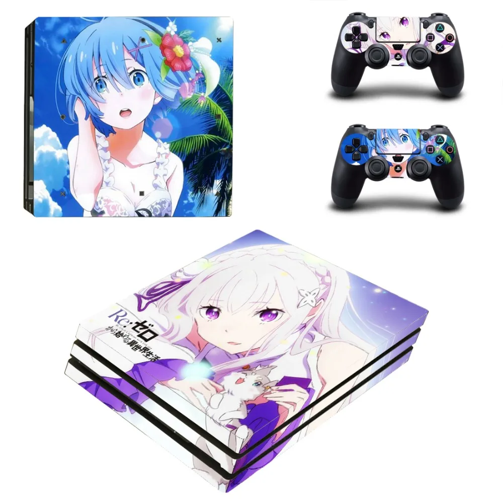 RE Life в другом мире от Zero PS4 Pro Наклейка для PlayStation 4 консоль и 2 контроллера