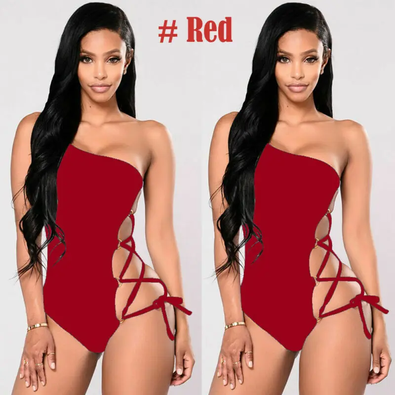 2019 цельный купальник женский сексуальный бандажный без черных трусиков танга