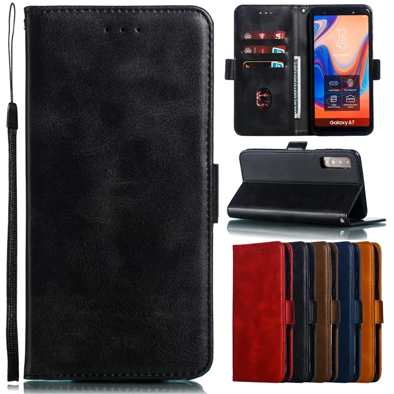 Кожаный чехол для Samsung Galaxy S10 S8 S9 Plus S7edge A6 A9 A7 J4 J6 2018 A30 A50 A70 M20 с откидной крышкой и