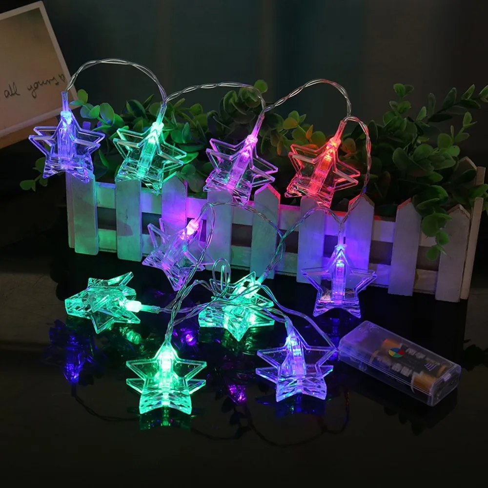 Battery Box Pentagram Clip Lamp Home Decoration Photo Decorative String | Лампы и освещение