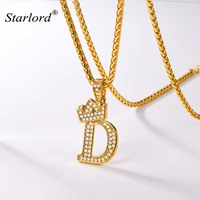 crown letter d necklace initial necklace 26 alphabet jewelry personalized gift cubic zirconia letter charm for womenmen p3446k