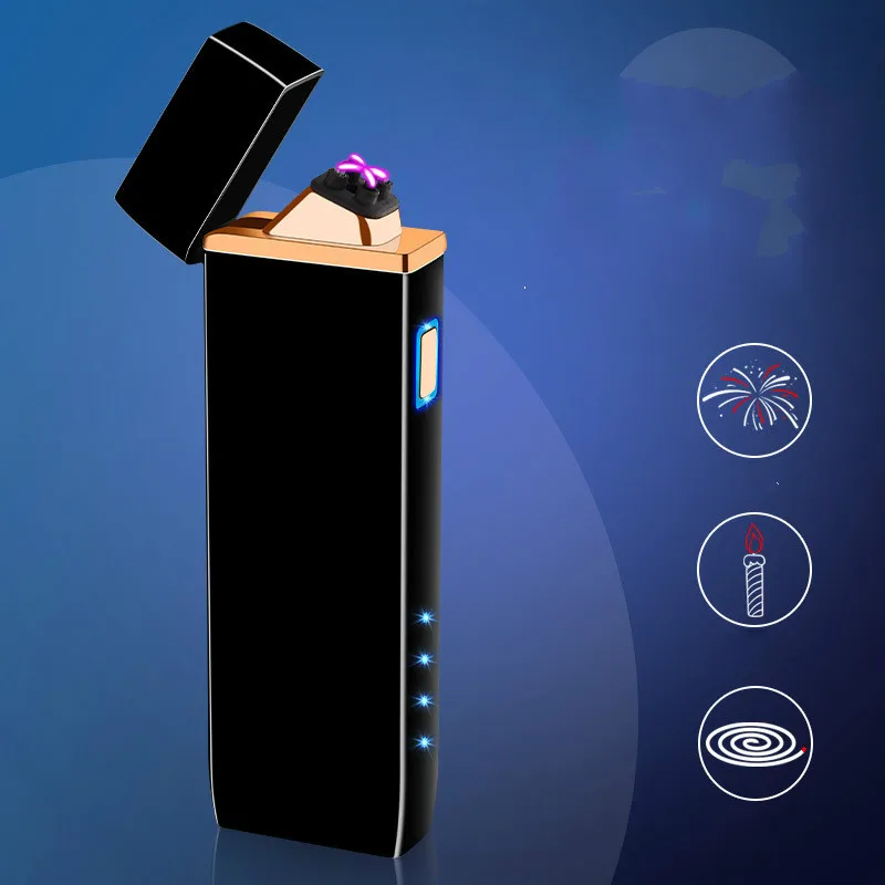 Dual Arc Электронная Зажигалка USB металлическая перезаряжаемая ветрозащитный негорящий электрические зажигалки плазменная зажигалка