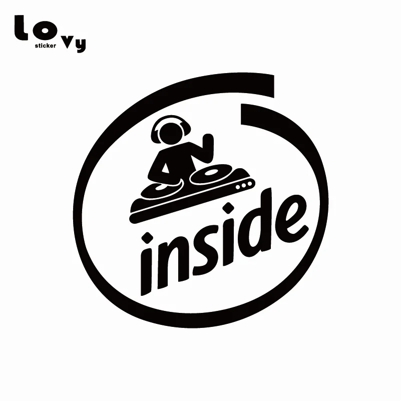 DJ Inside виниловая забавная наклейка для автомобилей предупреждающий знак
