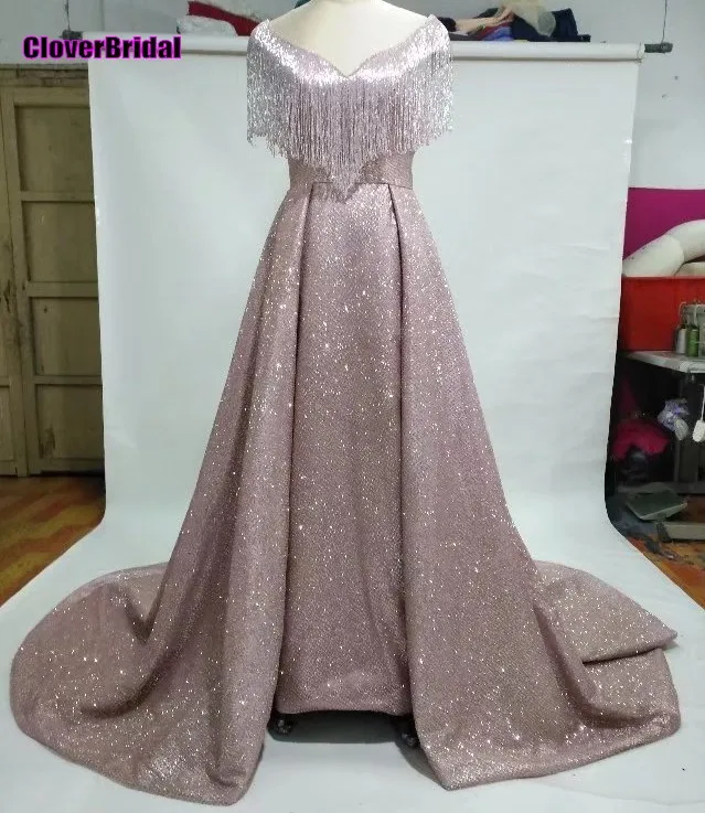 as pic Bling fanatico Borlas de cabo vestido de formatura шикарное длинное платье-накидка с кисточками, выпускное платье с большим v-образным вырезом, Платья для особых случаев - Цвет: as pic