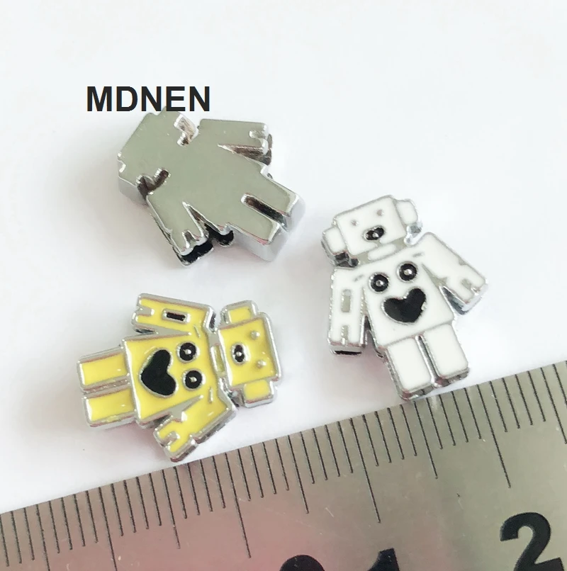 Free Shipping 10PCS 8MM Enamel Mixed Color Robbot Slide Charms Letters DIY Accessories Fit 8mm Belts Bracelets CCOR CD0319 | Украшения и