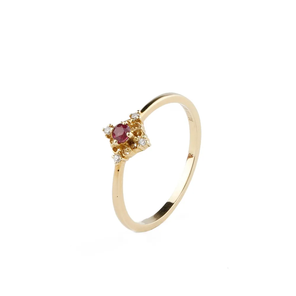LASAMERO кольцо для женщин 0.12CT круглая огранка Природный Рубин бриллианты арт-деко