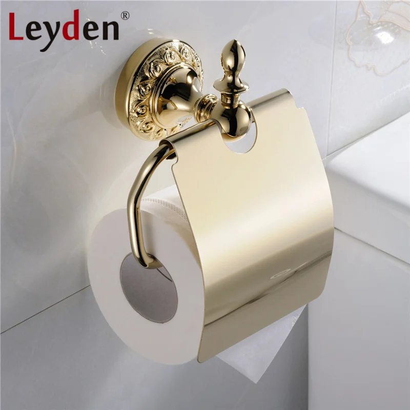 Toilet Paper Holder Leyden роскошный Твердый латунный держатель для полотенец, держатель для туалетной бумаги, держатель для полотенец, крючок для халата, настенный Золотой набор аксессуаров для ванной комнаты - Цвет: Toilet Paper Holder