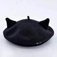 2019 new letter embroidery cat ears wool female cute beret fashion painter hat suitable for sweet girl blm31