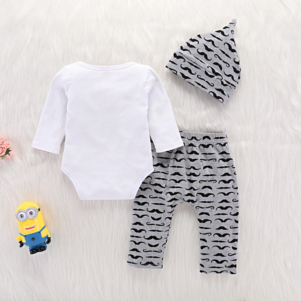 2018 Boys Fashion Baby 3 Piece Outfit Boy Hat Long Sleeve Ladies I Have Arrived Letter Print Toddler Shirts With Bow Tie |