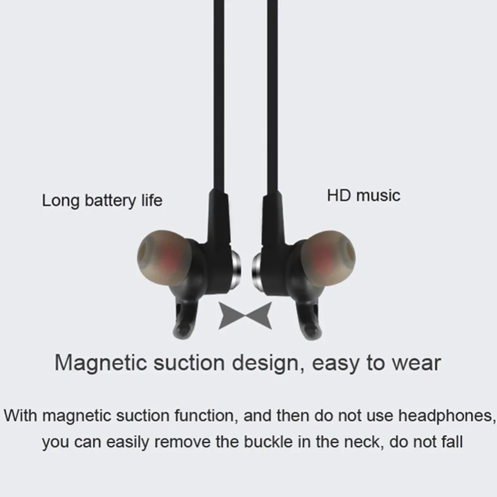 Беспроводные Bluetooth-наушники Металлические Магнитные спортивные стерео наушники