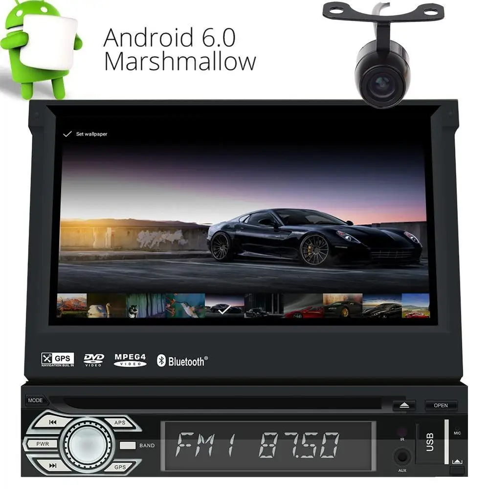 7 ''Android 6.0 стерео 1DIN GPS CD dvd-плеер Поддержка WI-FI 3G 4 г/Bluetooth/SWC /SD/сабвуфер/Cam-в/AV ou/dab+/OBD2+ Камера