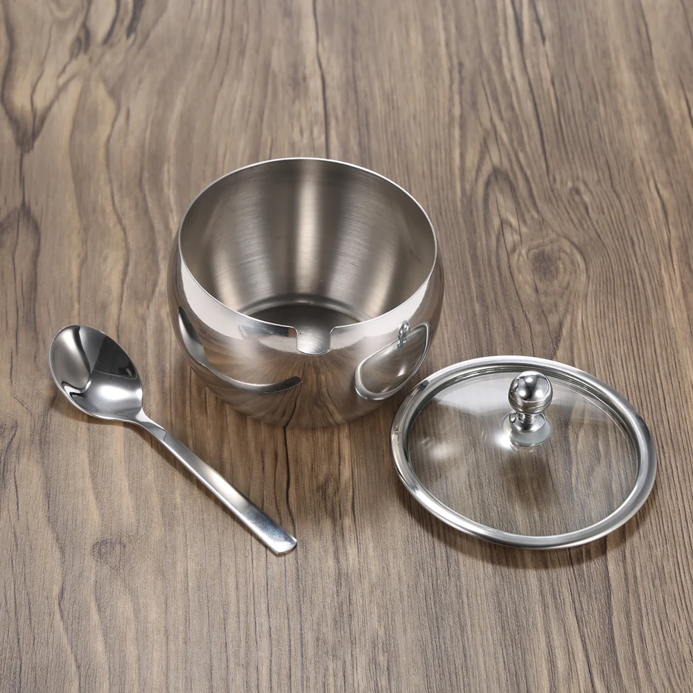 Высококачественная прочная сахарница из нержавеющей стали с крышкой и сахарной