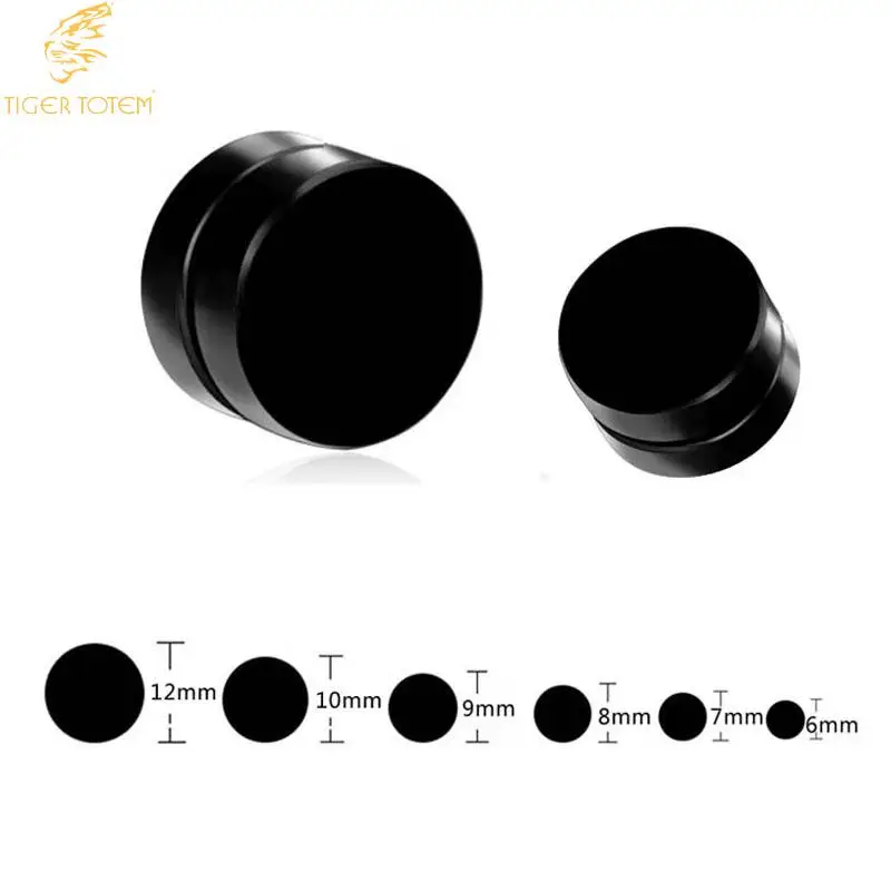 Набор Magn клипсы круглые серьги гвоздики черный Стильный Панк рок хип хоп мужские