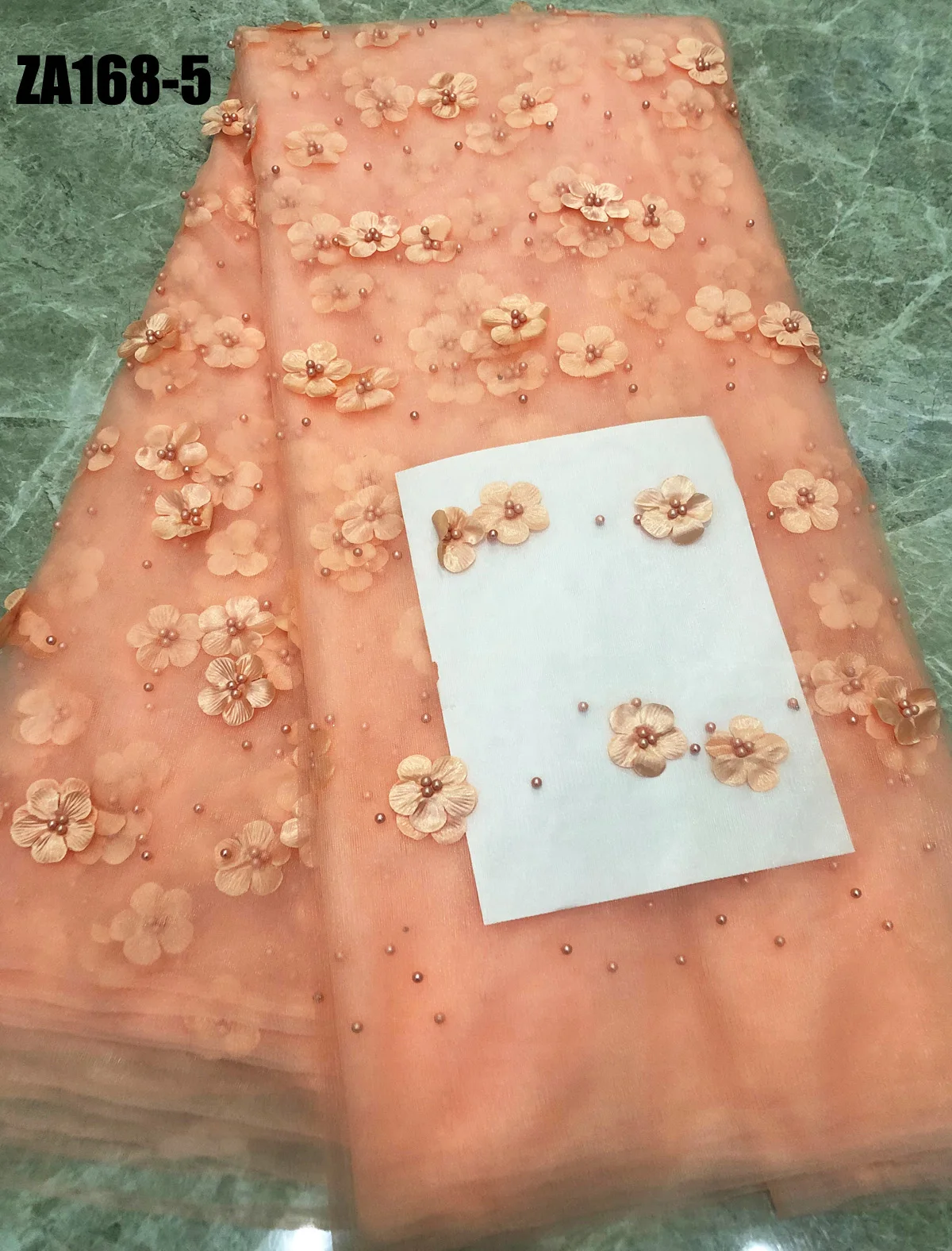 Нигерийская кружевная ткань с бисером 2019 Высококачественная африканская 3D