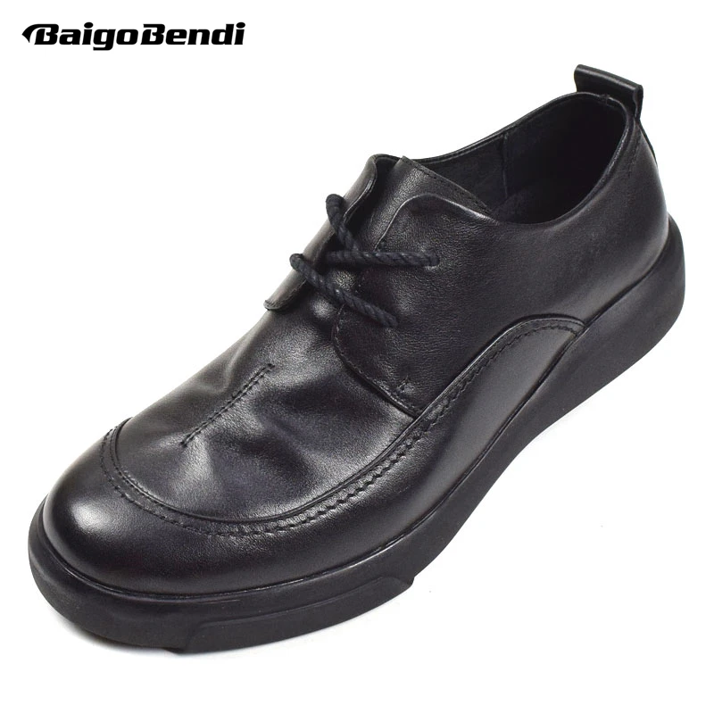 BAIGOBENDI US 5-11 Hot Sale Mens Soft Genuine Leather Shoes Business Man Casual Round Toe Oxfords Office Leisure | Обувь