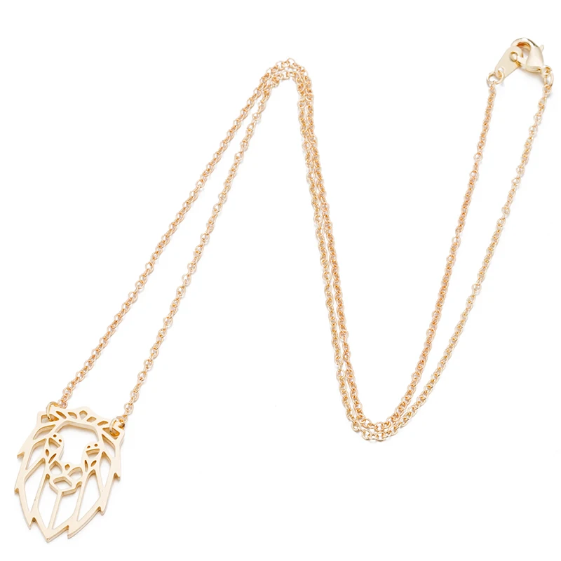 Hfarich Hollow Animal Stainless Steel Lion Head Gold Rose Color Chain Necklaces Pendant For Trendy Female Jewelry Wedding Gifts | Украшения