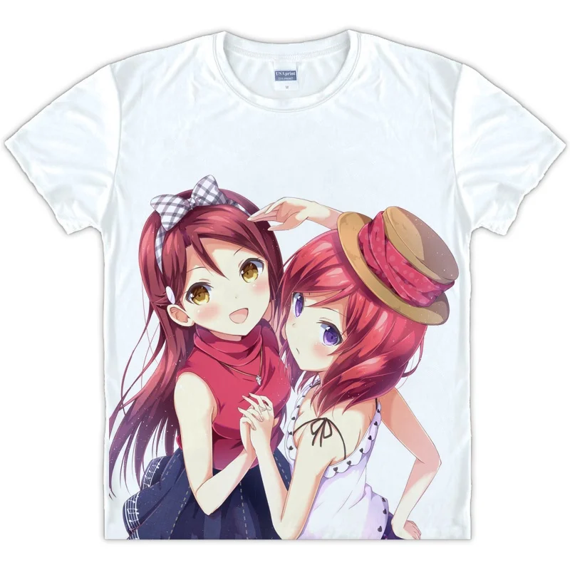 Аниме Love Live Sunshine Aqours футболка с короткими рукавами одежда унисекс белая футболка с коротким рукавом лето полиэстер DIY обычная футболка - Color: Style 12
