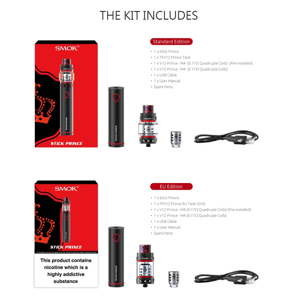 Оригинальный SMOK Stick Prince комплект со встроенным аккумулятором 3000 мАч 8 мл TFV12