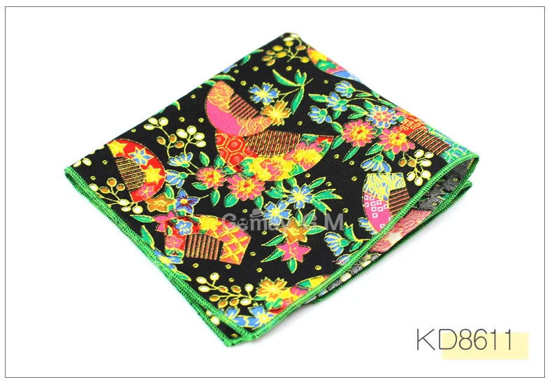 KD8611 Модные костюмы с цветочным принтом карманные квадратные 25 см* 25 см мужские хлопковые носовые платки полотенце для сундуков женские носовые платки - Цвет: KD8611