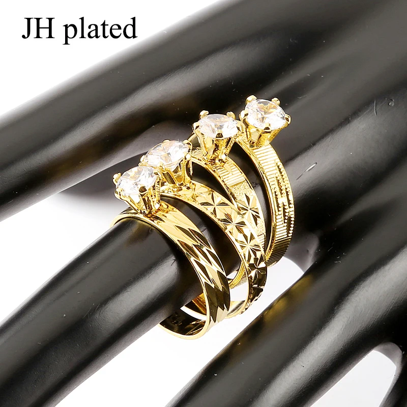 JHplated, четыре стиля, модные свадебные кольца для женщин/девушек, золотой цвет, белые кольца с камнями, ювелирные изделия, обручальные кольца