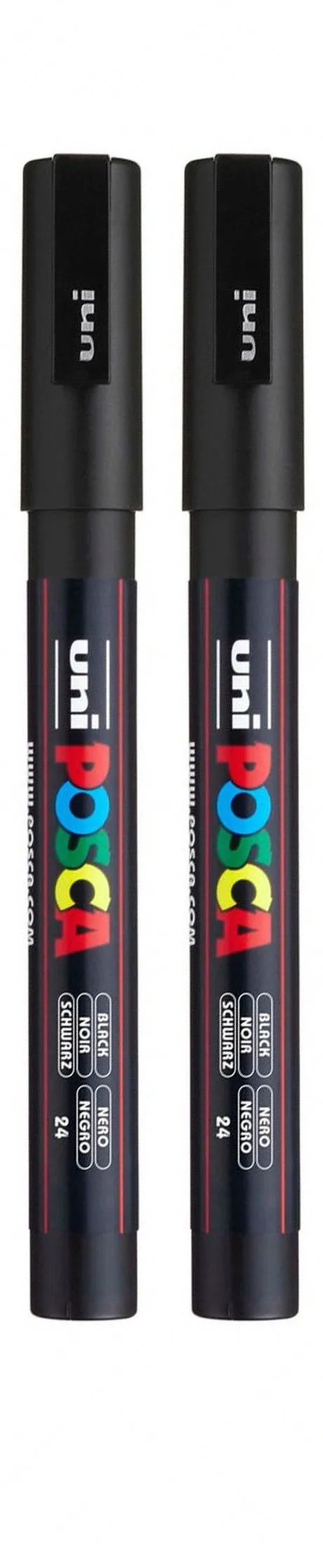 Uni Posca PC-1M/3m/5 M Краски художественный Маркер ручки-Цвета: черный и белый комплект - Цвет: PC-1M 2 pcs Black