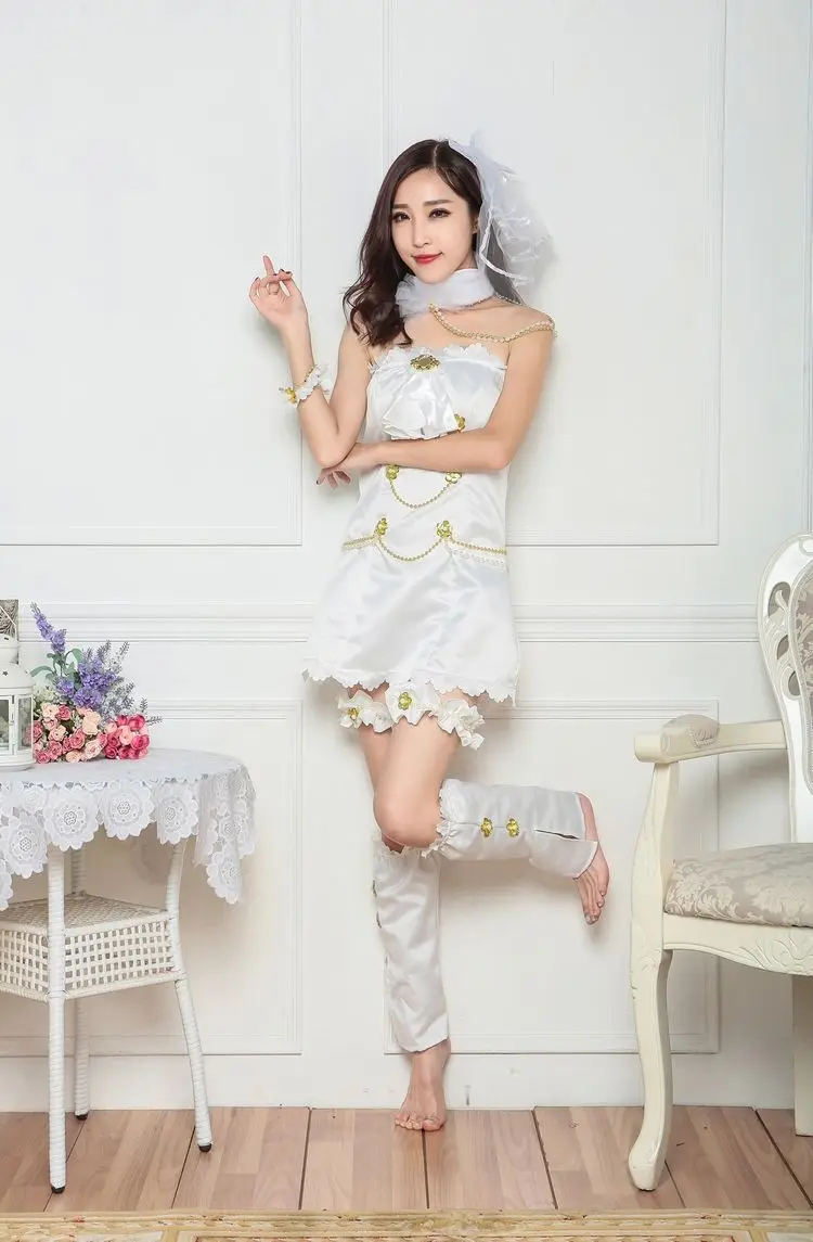 Love Live! White Valentine's Day Awakening Dress Nozomi Tojo Cosplay Costume + Head veil Crown |
