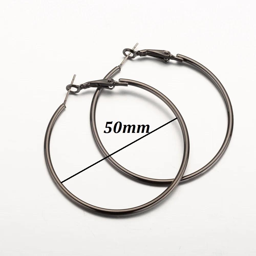 50MM Hfarich модные большие круглые серьги для женщин из нержавеющей стали золотые черные серьги-кольца женские современные серьги-гвоздики ювелирные изделия - Окраска металла: 50MM