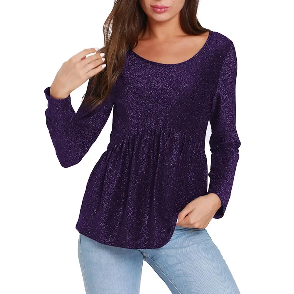 2018 осенне-зимняя футболка новая женская одежда тонкая блестящая Блестящая с