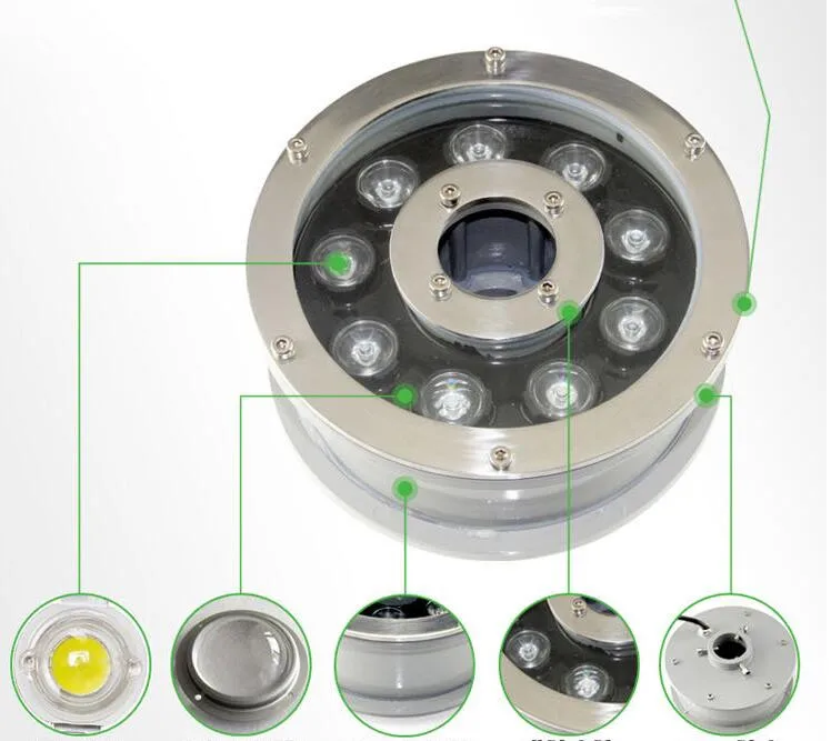 Бесплатная доставка 9 Вт светодиодный фонарь для бассейна DC/AC12V подводный s