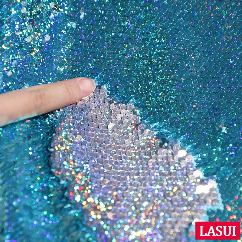 LASUI Новый 1 ярд = шт. W0131 Высокая класс esigner ткань f: кристально голубой двусторонний