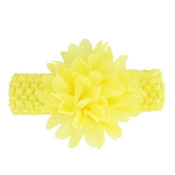 Yellow 1 шт. Шифоновый Цветок на голову мягкие эластичные детские трикотажные дышащие летние детские аксессуары для волос платье на день рождения - Цвет: Yellow