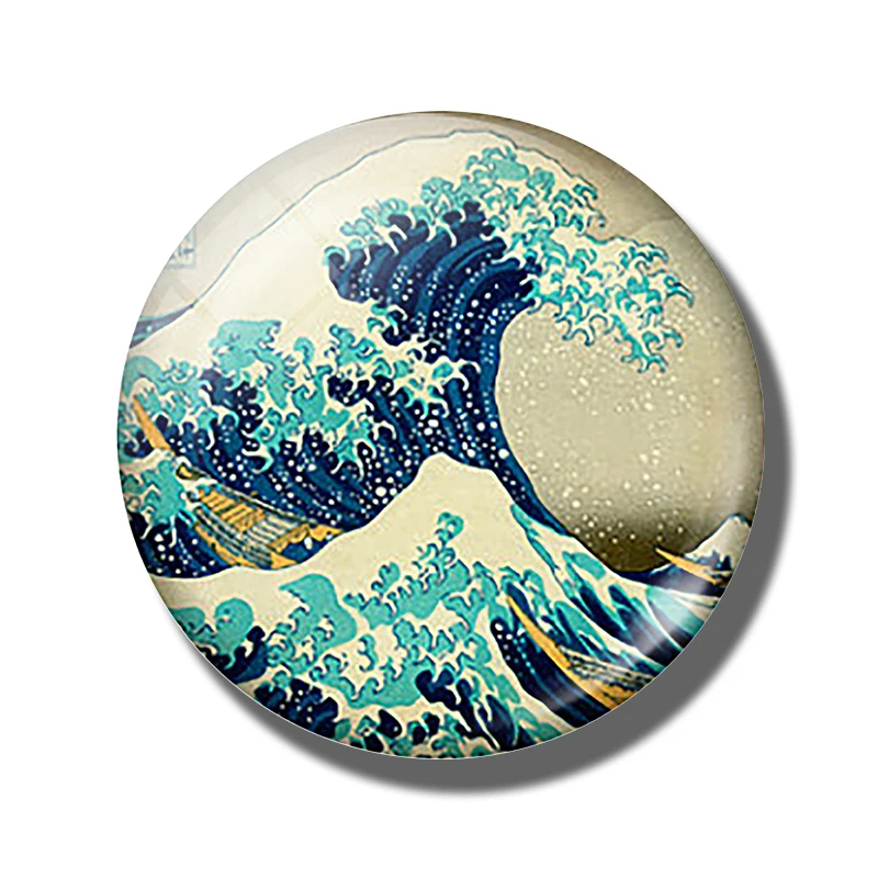 Great Wave Off Kanagawa 30 мм магнит на холодильник Katsushika Hokusai стеклянный купол магнитные