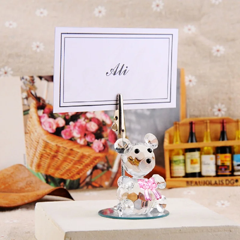 10 шт. милый Хрустальный медведь имя номер меню место для стола прищепка Свадебная
