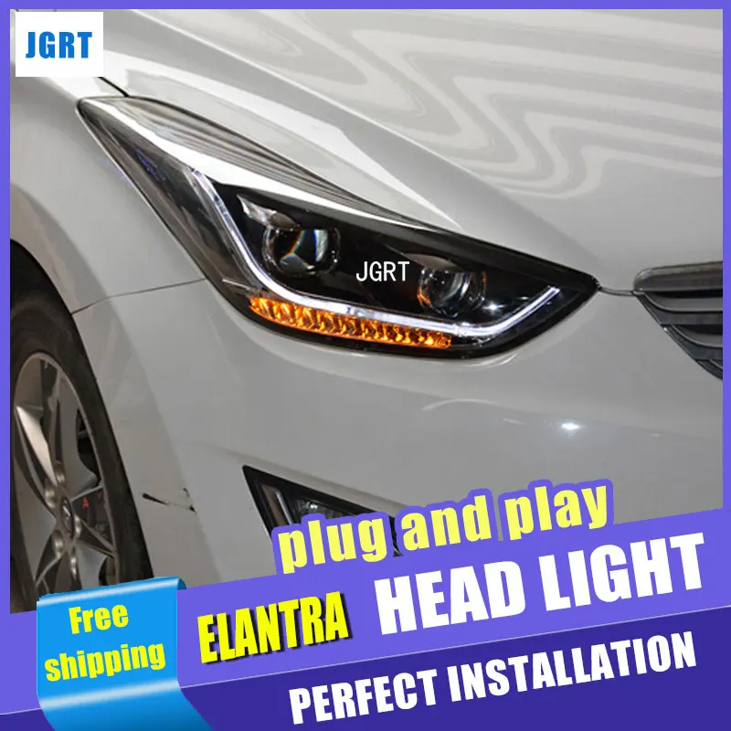Автомобильный Стайлинг головная лампа для hyundai Elantra MD светодиодная фара в сборе 2011- Elantra led H7 с hid комплектом 2 шт
