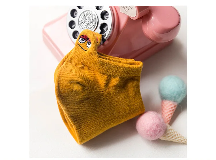 8 пар,, женские носки, Kawaii Happy, модные, дышащие, до лодыжки, забавные, карамельные цвета, с рисунком, летние, японские, милые