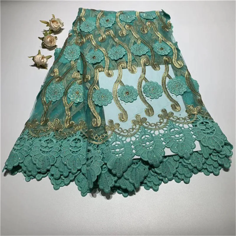 

2019 Latest design african cord lace fabric high quality french tulle lace fabric with stones embroidered net lace fabric