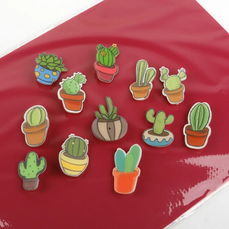 Булавка бейдж украшение 1 шт. мультфильм кактус бонсай Брошь Акриловые Значки на