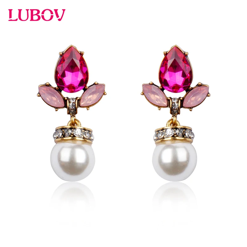 Элегантные большие акриловые жемчужные серьги с подвеской из хрустального