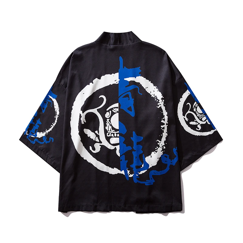 Summer Men New Chinese character Kimono Cardigan Jackets personality Japanese Printed Streetwear Clothing male Jacket Coats | Мужская