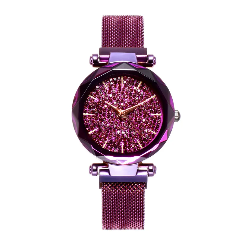 

Women Watch Mesh Magnet Buckle Starry Sky Watch Casual Luxury Women Geometric Surface Quartz Watches Relogio Feminino