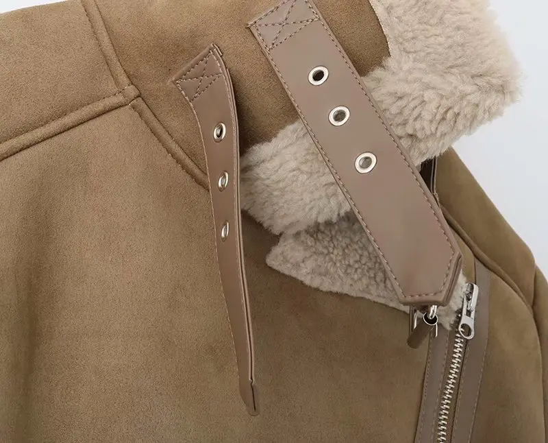 Winter Jacket Women Lamb Fur Thick Outerwear Solid Slim Zipper Flocking Overcoat For Female Causal Winter Women Jacket New