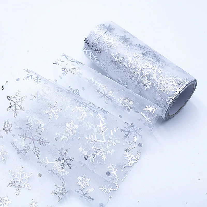 Snow organza Рождественское блестящее платье-пачка из органзы со снежинками и бантом; свадебное украшение; День рождения; вечеринка для детей - Цвет: Snow organza