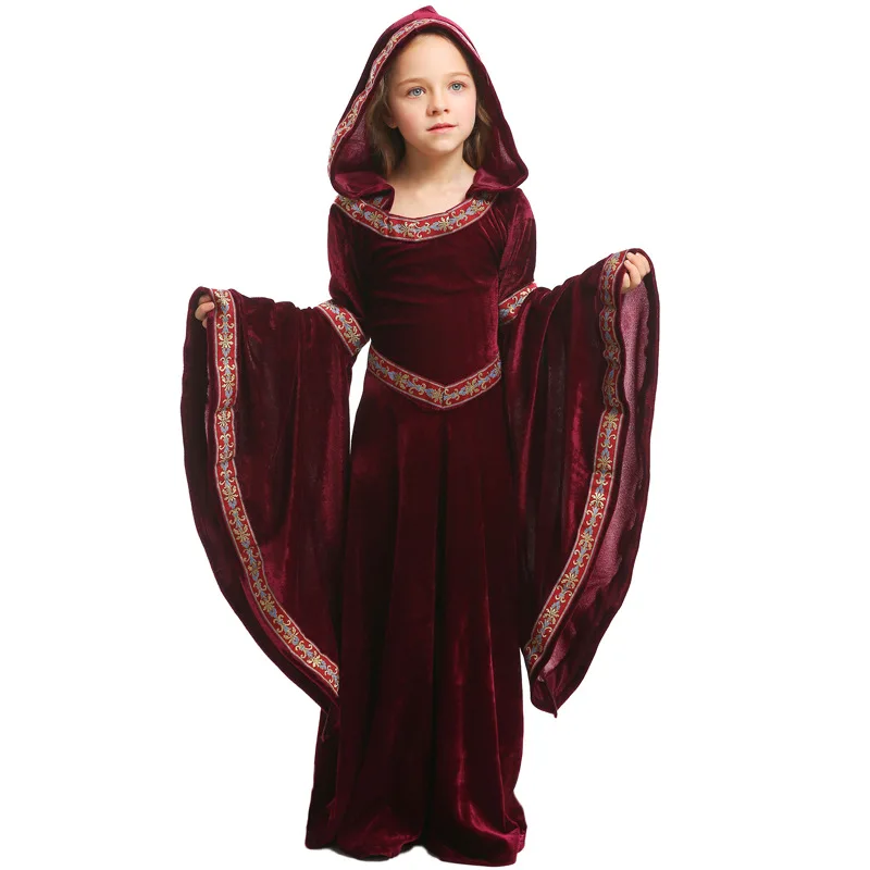 

Винно-красное готическое аниме платье вампира костюм для детей костюмы Хэллоуин карнавальные костюмы для детской вечерние косплей ведьма ...