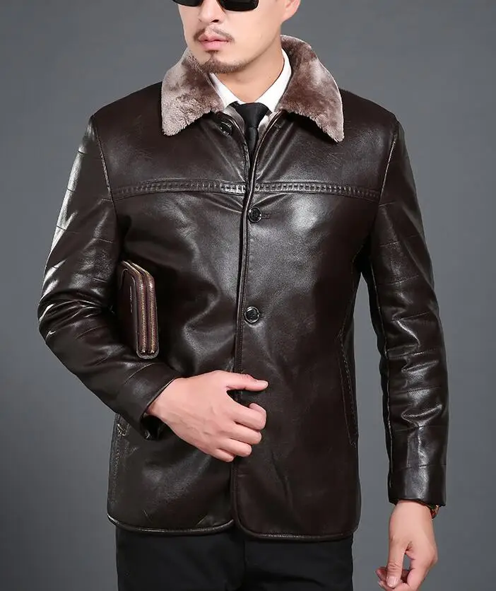 Горячая/зимняя мужская новая модная куртка из овечьей кожи пальто с мехом и досуг