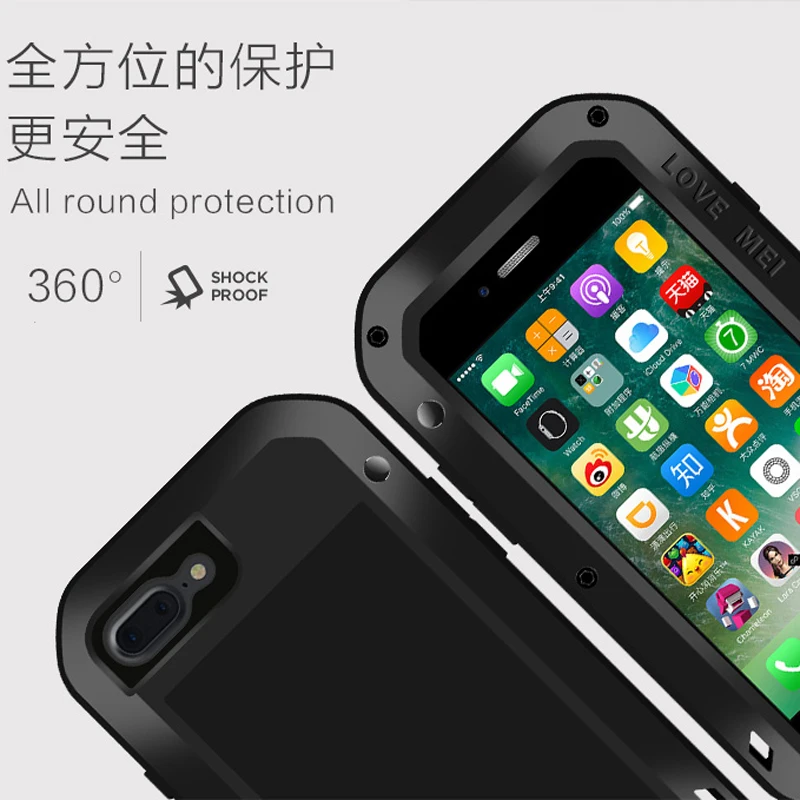 Мощные Чехлы LOVE MEI для iPhone 7 8 Plus чехол iPhone8 ударопрочный из закаленного стекла