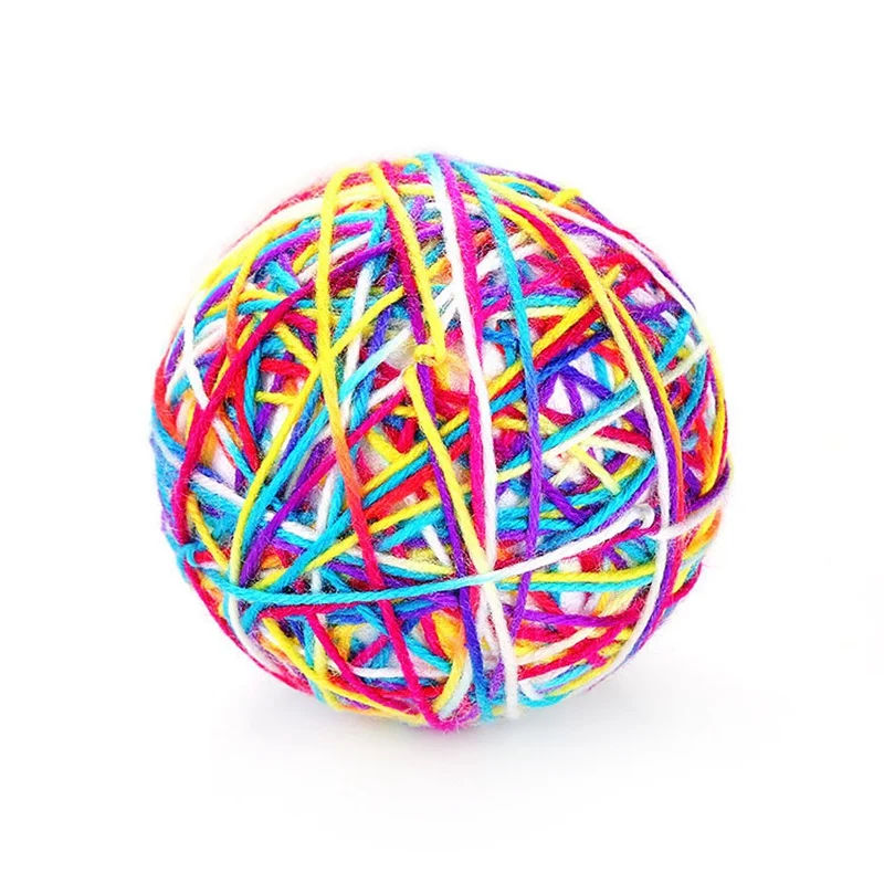 Colorful Интерактивная кошка игрушка мяч игрушки из хлопка для домашних животных для кошек котенок Скребок хлопковая забавная Когтеточка для кошек нового дизайна шары игры продукции ZK0012 - Цвет: Colorful
