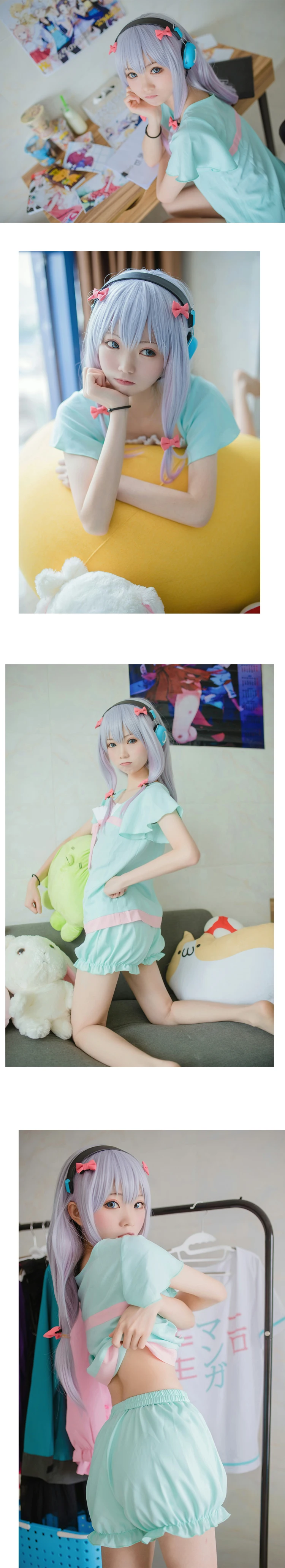Аниме "eromanga-Sensei" cos Izumi Sagiri костюмы для костюмированной вечеринки на Хэллоуин на каждый день для девочек милое платье в стиле «Лолита»; сезон лето; пижамная кофта+ Штаны